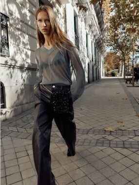 Zara Black Utility Leather Pants!